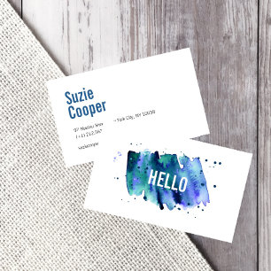 Aquarellblau und grün Beruflich Visitenkarte