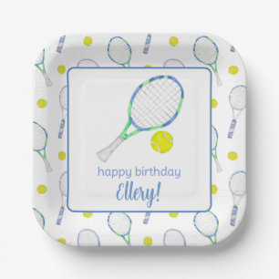 Aquarellblau und grüne Tennis Pappteller