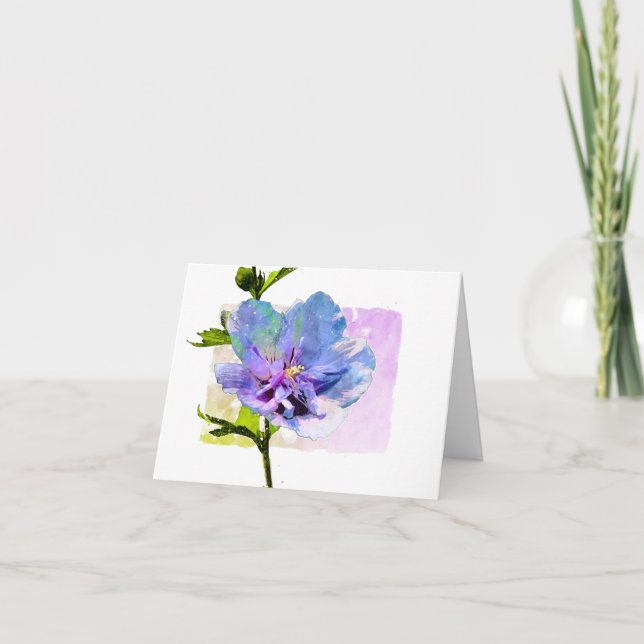 Aquarellblau und Lila florale Alleinlage (Vorderseite)