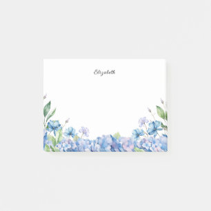 Aquarellblau und Lila Hydrangeas Personalisiert Post-it Klebezettel