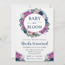 Aquarellblau und Lila Wreath Baby Dusche