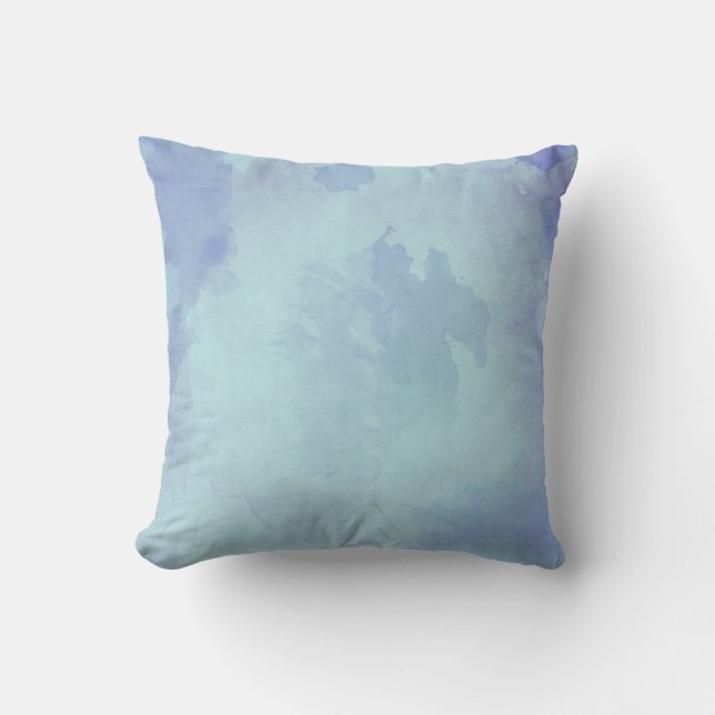 Aquarellblau und Orange Kissen (Vorderseite)
