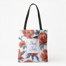 Aquarellblau und orange Rose Bridesmaid