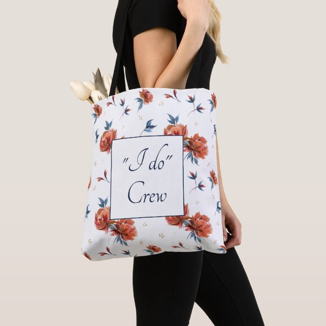 Aquarellblau und orange Rose Bridesmaid Tasche (Von Nahem)