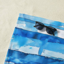 Aquarellblau und weiß gestreift
