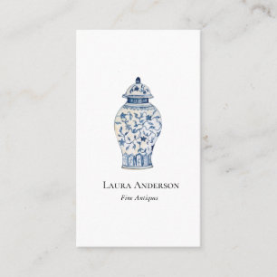 Aquarellblau und weiß Urn Visitenkarte