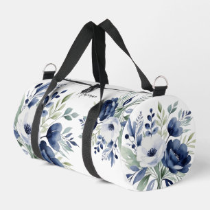 Aquarellblau und weißes Blumenbouquet Accessor Duffle Bag