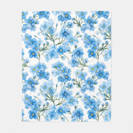 Aquarellblau Vergiss mich nicht Blume Muster Fleecedecke