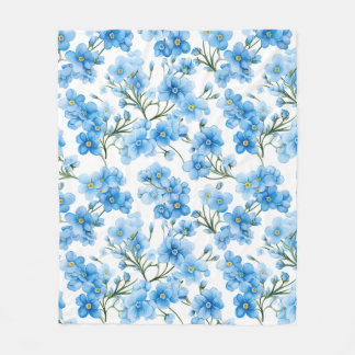 Aquarellblau Vergiss mich nicht Blume Muster Fleecedecke