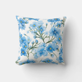 Aquarellblau Vergiss mich nicht Blume Muster Kissen