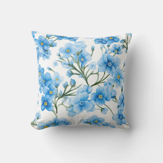 Aquarellblau Vergiss mich nicht Blume Muster Kissen