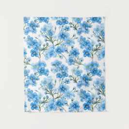Aquarellblau Vergiss mich nicht Blume Muster Wandteppich