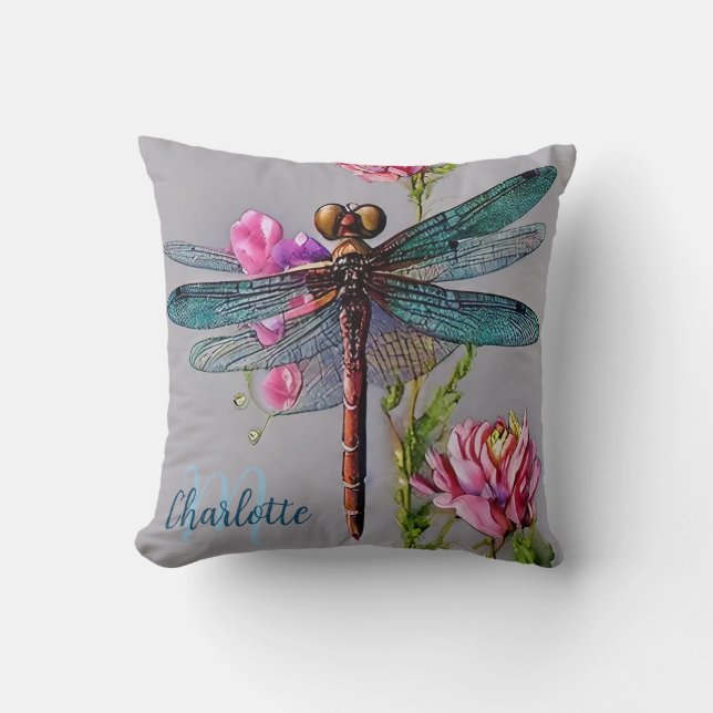 Aquarellblau W, Throw-Throw-Kissen personalisieren Kissen (Vorderseite)