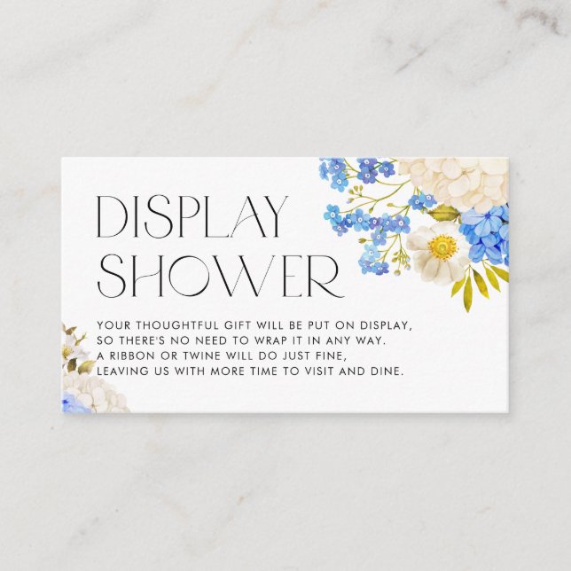Aquarellblau-weiß-Hydrangea-Display-Dusche Begleitkarte (Vorderseite)