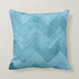 Aquarellblau Zickzack Kissen