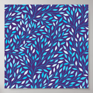 Aquarellblaue Blätter Poster