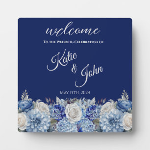 Aquarellblaue Blume Bouquet-Wedding- Fotoplatte