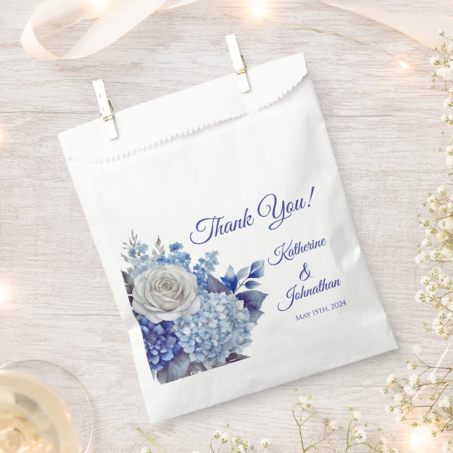Aquarellblaue Blume Bouquet-Wedding- Geschenktütchen (Ausgeschnitten)