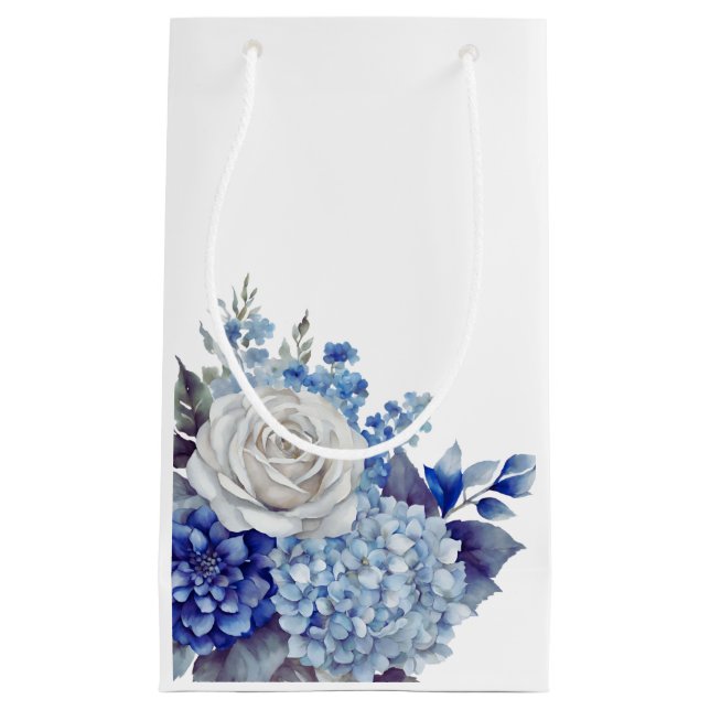 Aquarellblaue Blume Bouquet-Wedding- Kleine Geschenktüte (Vorderseite)