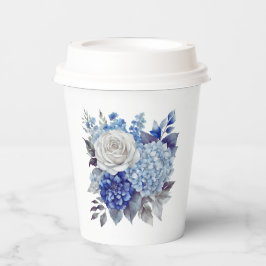 Aquarellblaue Blume Bouquet-Wedding- Pappbecher