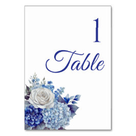 Aquarellblaue Blume Bouquet-Wedding- Tischnummer