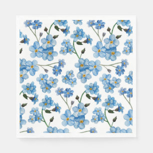 Aquarellblaue Blumen. Blumengurt Serviette