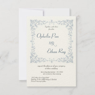 Aquarellblaue Blumeneinladung zur Hochzeit Einladung