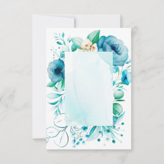 Aquarellblaue Blumenkarte, kreieren Sie Ihre eigen Dankeskarte