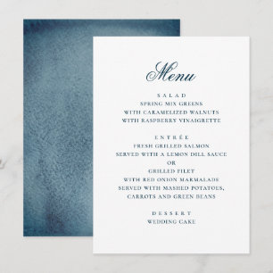 Aquarellblaue einfache nautische Hochzeit Menükarte