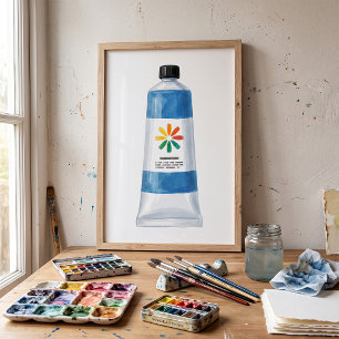 Aquarellblaue Farbtube-Illustration Poster