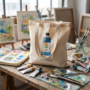 Aquarellblaue Farbtube Illustration Tragetasche