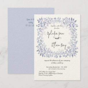 Aquarellblaue florale aufwendige Hochzeitseinladun Einladung