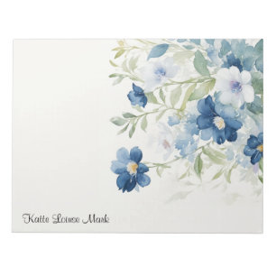 Aquarellblaue Frühlingsblumen Personalisiert Notizblock