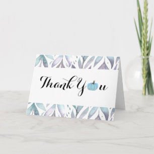 Aquarellblaue Kürbisfaltkarte zum Dankeschön Karte