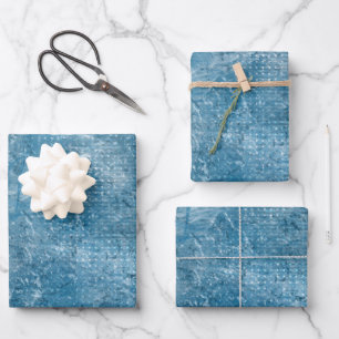 Aquarellblaue Meerestextur Geschenkpapier Set
