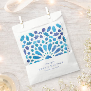 Aquarellblaue Mittelmeer-Fliesen-Hochzeit Geschenktütchen