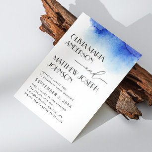 Aquarellblaue moderne einfache nautische Hochzeit Einladung