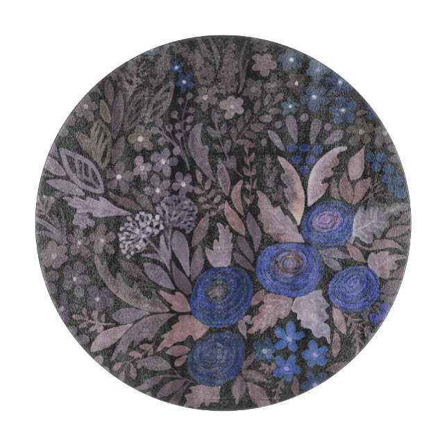 Aquarellblaue Rose Blume Schneidebrett (Vorderseite)