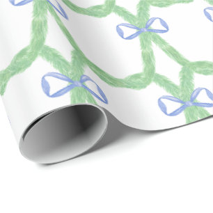 Aquarellblaue Schleifen-Girlande Geschenkpapier