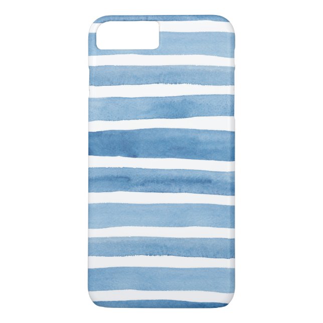 Aquarellblaue Streifen. Modernes Gehäuse. nautisch Case-Mate iPhone Hülle (Rückseite)