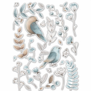 Aquarellblaue Vogelklammer Aufkleber