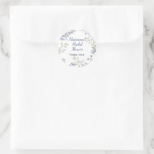 Aquarellblaue Wildblume Rahmen Brautparty Runder Aufkleber