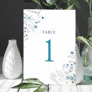 Aquarellblaue Wildblumen Tischnummer 1