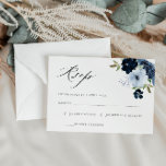 Aquarellblauer Blumenkorb RSVP-Karte RSVP Karte<br><div class="desc">Modernes Blumendesign mit hellblauen und marinen Blume. Sie können die Funktionen dieser Karte personalisieren</div>