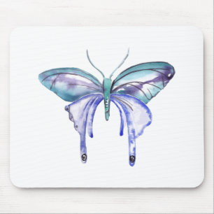 Aquarellblauer lila Schmetterling Mousepad