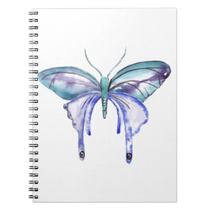 Aquarellblauer lila Schmetterling Notizblock