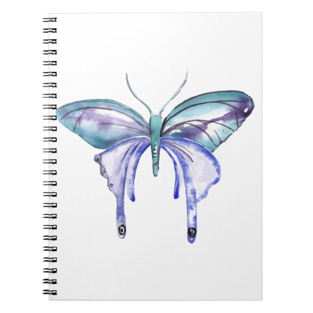 Aquarellblauer lila Schmetterling Notizblock (Vorderseite)