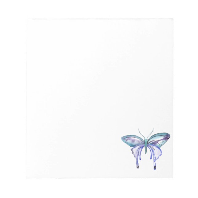 Aquarellblauer lila Schmetterling Notizblock (Vorderseite)