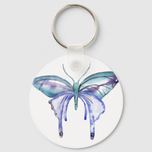 Aquarellblauer lila Schmetterling Schlüsselanhänger