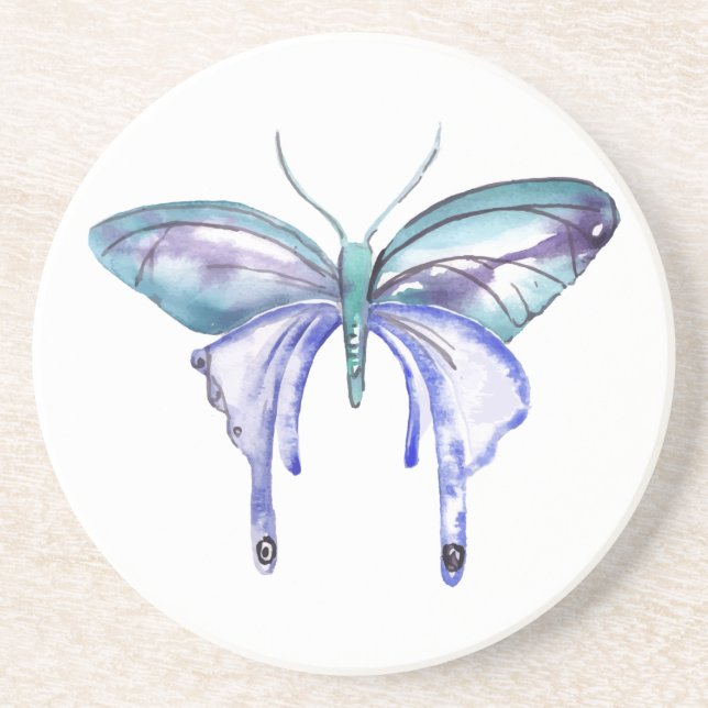 Aquarellblauer lila Schmetterling Untersetzer (Vorne)